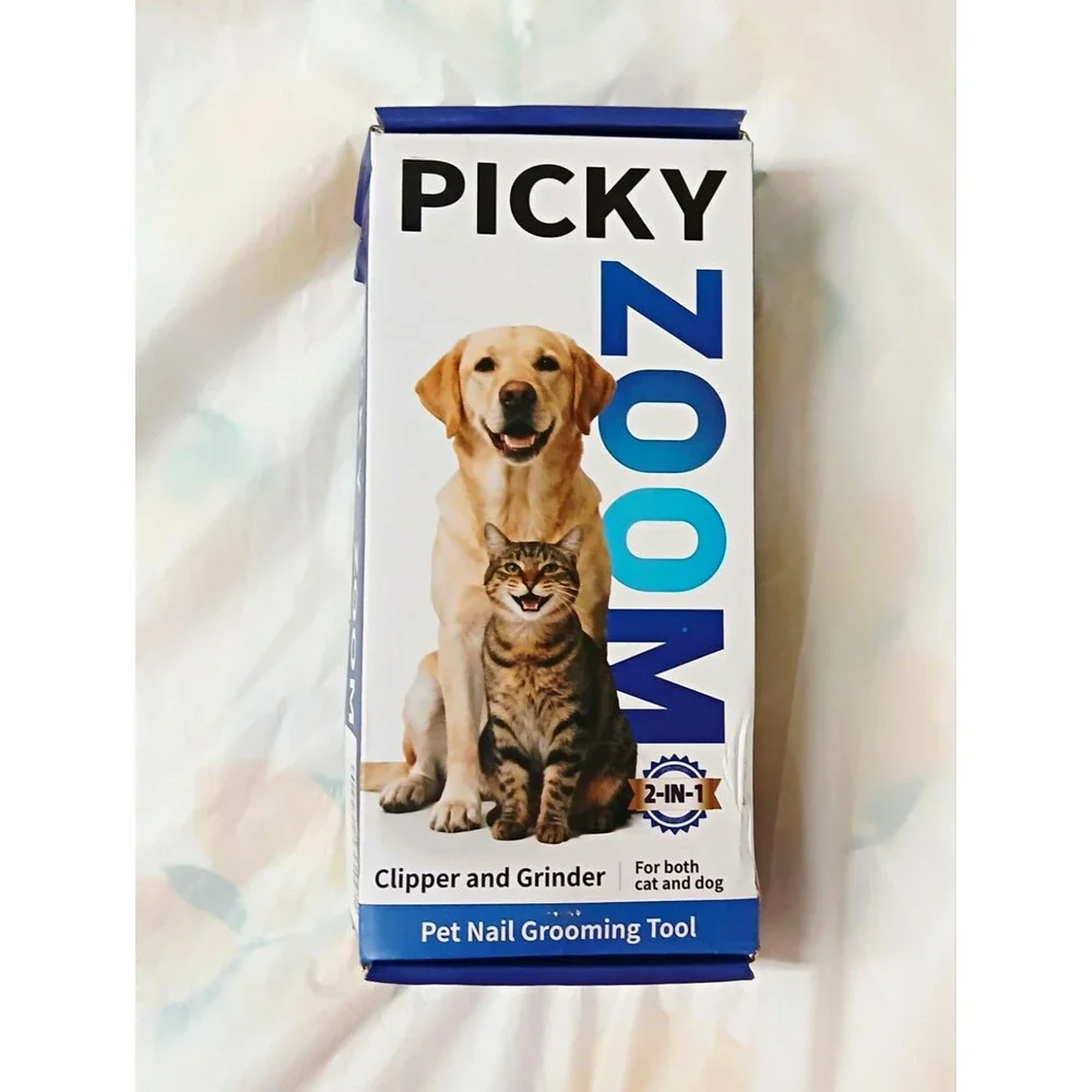 PICKY ZOOM 2-in-1 Pet Nail Grooming Tool Clipper & Grinder USB LED Cat Dog